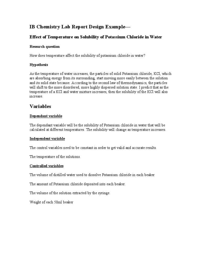 Ib chemistry lab report. 23/23 College Homework Help. With Regard To Ib Lab Report Template